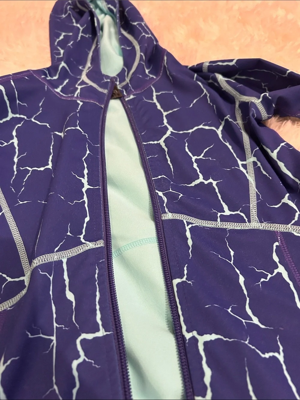 Girls Blue Crackle jacket with hood